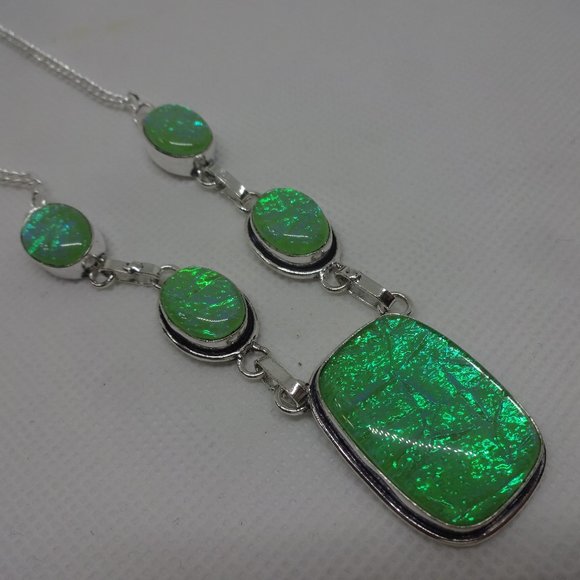 Beautiful "RAINBOW FIRE TOPAZ" Handmade Sterling Necklace 19" #257A - Picture 1 of 3
